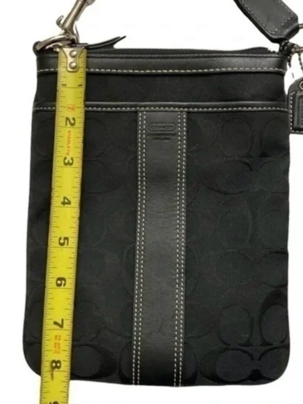 Coach Black Signature Jacquard Crossbody with Dark Leather Trim